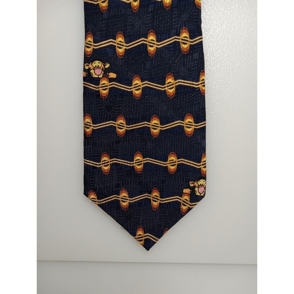 Tigger from Winnie the Pooh Men's 100% Silk Navy & Gold Tie Walt Disney World